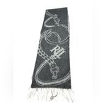 Ralph Lauren Lauren  Wool Scarf Equestrian Belt Fringe Gray Patterned Womens Photo 1