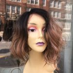 Bob Wig short sidePart earth tones blonde brown Size 10 Photo 0