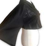 Rozae Nichols Bolero Jacket Cropped Retro Style Shiny Black Exaggerated Collar Size 4P Photo 1