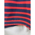 LL Bean Women's M Long Sleeve Striped Quarter Zip Pullover Shirt Navy Red Cotton Blue Size M Photo 2