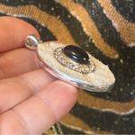 Handmade Handcrafted cowhide vintage gem cameo pendant on chain necklace Photo 5