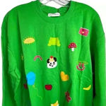 ASOS “Native Youth” Oversized Green Sweatshirt Fox Panda Embroidery Adult Small Photo 4