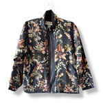 Lavon Vintage Y2K  Silk Floral Bomber Jacket Women's Size PM Med Zip Front Retro Photo 0