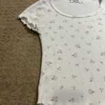 Sage + Stone Juniors XS Floral Waffle Knit Cropped Short Sleeve Top White Photo 2