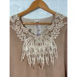 Pretty Angel  Tunic Medium Tan Lace Trim Gauze Layered Silk Blend Fairy Photo 5