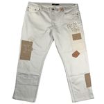 Lauren Ralph Lauren Women's Patchwork Relaxed Tapered Ankle Jeans Cream Size 16 Photo 1