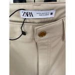 ZARA  Faux Leather Super High Rise Slim Flare Pants Slit Size 2 34 Long Beige Photo 5