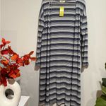 Ginger G  Navy and White Striped Long Sleeve Dress Photo 4