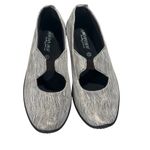 ARCOPEDICO LEINA GRAY NEUTRAL STRIPE FABRIC FLATS MARY JANES WOMENS EU 41 US 10 Silver Photo 2
