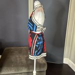 Women’s Summer Halter Neck Mini Dress Red & Blue Floral Print Tie Back Size S Black Photo 4