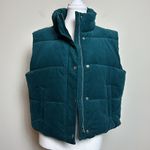 Loft Micro Corduroy Cotton Teal Sleeveless Puffer Vest Size Medium Photo 1