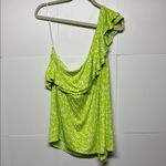 Lane Bryant  NWT Vibrant Lime Green and White One Shoulder Ruffled Top Size 22/24 Photo 1