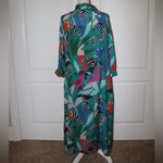 OLIPHANT Shirt Dress Midi Size XL Floral Zebra Print Blue Photo 2