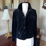 Jones New York  Signature Petite Sweater Black Velour Button Down Front Womens PM Photo 2