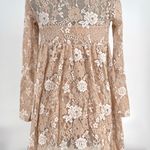 Altar'd State NEW  Rauma Dress Neutral Cream Floral Lace Mesh Long Sleeve Size S Photo 1