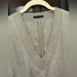 Sisley y2k mini dress vneck olive linen drop hem a Photo 1