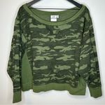 Good American Good‎ American Women’s Green Off The Shoulder Camo Sweatshirt Size 4 Photo 3