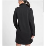 Athleta Cozy Karma Asymmetric Sweatshirt Dress Womens Size Large Black Mock Neck Photo 2