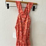 Outerknown  Pink Orange Ruffle Tier High Neck Split Strap Maxi Dress Floral Sz 2 Photo 6