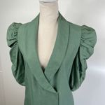 Vintage 70's Puff Sleeve Midi Dress Dieselpunk Green Size 10 Photo 1