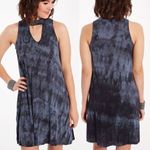 BRAEVE EVEREVER Tie Dye Swing Dress Blue Navy Sleeveless High Neck Cutout Mini Photo 1
