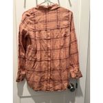 Free People Women’s  No Limits Plaid Linen Shirt Button Down Peach Long Sleeve XS Photo 6