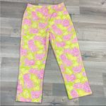 Lilly Pulitzer Vintage  Lion Print Crop Capri Pants Flat Front Lime Green Pink 4 Photo 2