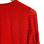Ganni  Mullin Georgette Red Polka Dot Print Long Sleeve Blouse Size 4 Photo 7