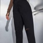 SheIn High Waisted Black Distressed Paperbag Waist Jeans Size M Photo 0