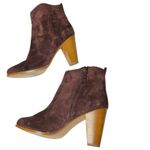 Joie  Burgundy Suede Block‎ Heel Ankle Boots Size 41 (10.5–11) Boho Chic Fall Photo 11