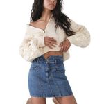 Bardot Spliced Seam Denim Mini Skirt Photo 0