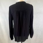 a.n.a Black long sleeve pussybow clip dot button down top size medium Photo 3