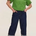 Kate Spade X Target NWT High Rise Straight Leg Wide Cuff Size 4 Blue Photo 0