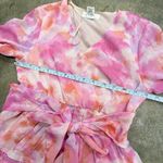 Japna Watercolor pink tie dye flowy bow tiered dress Photo 4