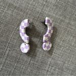 Urban Outfitters Lilac Checker Statement Earrings Photo 4