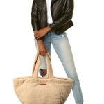 POOLSIDE THE SLOUCHY TEDDY TOTE Cream HTF Sherpa Large Purse Photo 0
