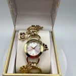 Charter Club Women's Gold-Tone Mixed Metal Flower Charm Bracelet Watch New Photo 2
