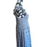 Code x Mode  Blue Floral Ruffle Sleeve Smocked Bodice Midi Dress Size L Photo 1