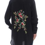 Grace Elements  Black Embroidered Button Down Shirt / Tunic Photo 3