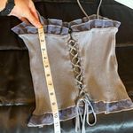 SheIn Unity Lace Up Knot Mesh Frill Trim Rib-Knit Top Size Medium Photo 7