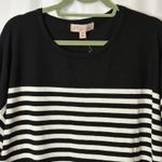 Philosophy NWT Woman 1X Plus Black White Stripe Pullover Sweater Intarsia Photo 4
