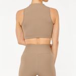 Ribbed Mock Neck Bra Size XS Light Brown NWOT Photo 2