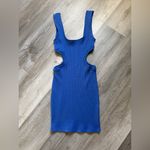 ZARA  Ribbed Mini Dress Cutout Party Club Blue Medium Photo 4