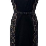 Tadashi Shoji Vintage 90s Tadashi Strapless Mini Sheath Dress Lace Side Panels Satin Black 10 Photo 0