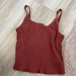 Old Navy  Ribbed Tank Top Floral & Brick Red‎ Sleeveless Camis L/XL Photo 1