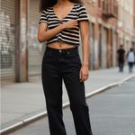 Forever 21  Black and Tan Striped Crop Top Photo 1
