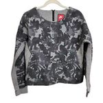 Nike Tech Women’s Sz M Sweatshirt Gray Camo Pullover Cropped Crew Neck Thumb Photo 0