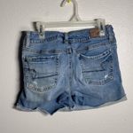 American Eagle Women Blue Denim Midi Ripped Stretch Shorts size 0 Photo 3