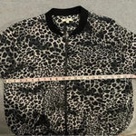 Kori  America leopard print black cream blue zip up jacket size L Photo 3