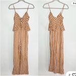 Saylor  Anthropologie Laken Sleeveless Jumpsuit Apricot Gingham Plaid Photo 4